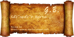 Gáspár Berta névjegykártya